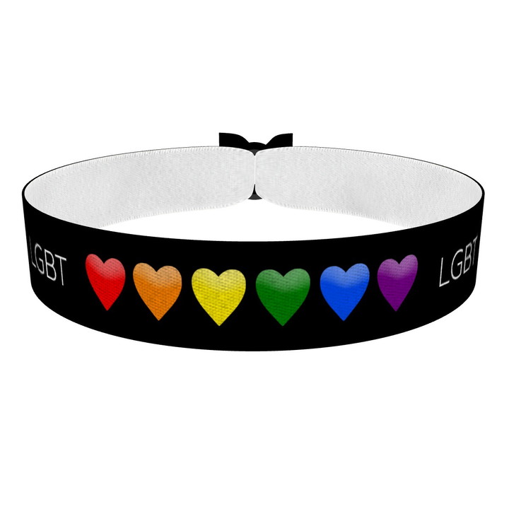 Zum Produkt LGBT - Gender Herzen Rainbow Stoffarmband