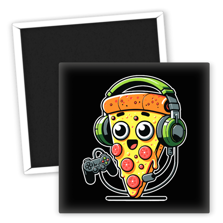 Zum Produkt Lustiger Gamer Kühlschrankmagnet mit Pizza und Controller