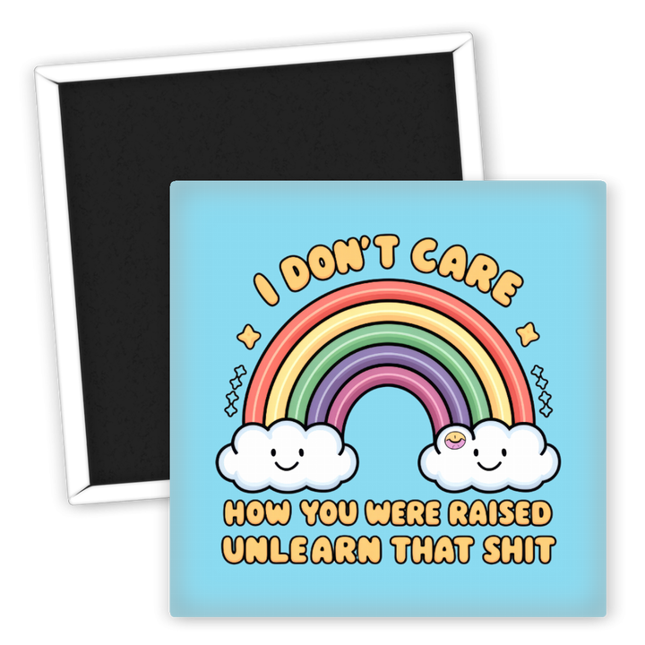 Zum Produkt Kühlschrankmagnet LGBTQ Rainbow Unlearn That Shit Design