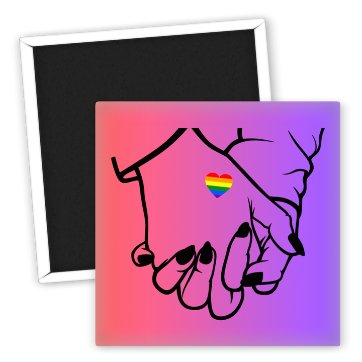 Zum Produkt Kühlschrankmagnet Regenbogen Herz Händchen haltend LGBTQ+ Style
