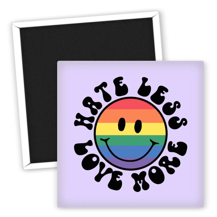 Zum Produkt Kühlschrankmagnet Hate Less Love More Regenbogenmotiv LGBTQ