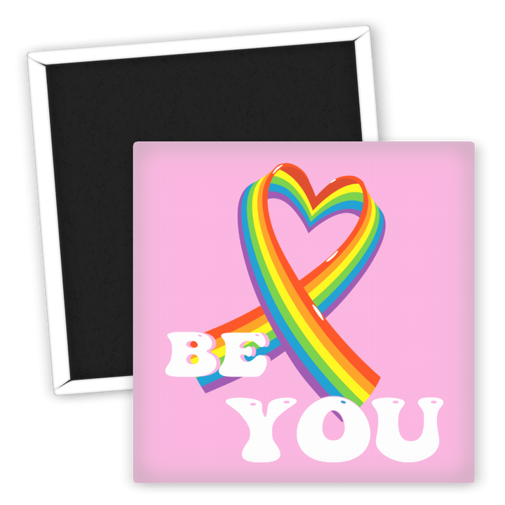 Zum Produkt Bunter LGBTQ Kühlschrankmagnet Be You mit Herzmotiv