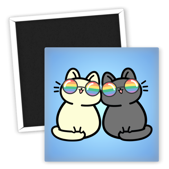 Zum Produkt Kühlschrankmagnet LGBTQ Katzen mit Regenbogenbrille