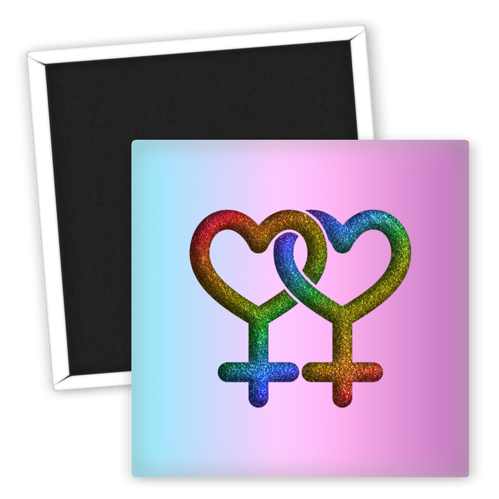 Zum Produkt Kühlschrankmagnet LGBTQ Symbol mit Herzen und Regenbogenfarben