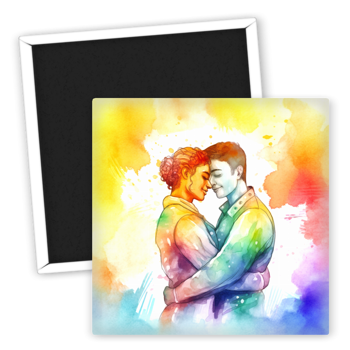 Zum Produkt LGBTQ Kühlschrankmagnet buntes Pärchen Motiv künstlerisch