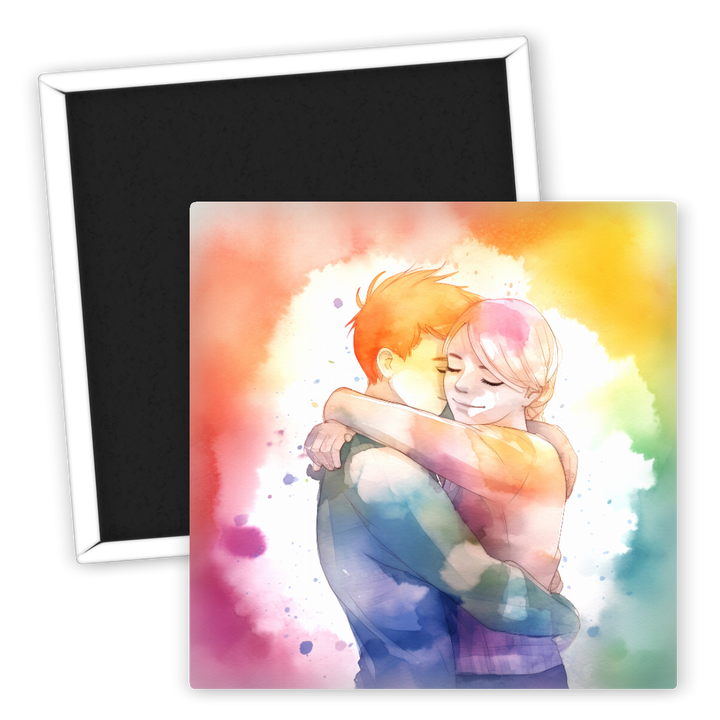 Zum Produkt LGBTIQ Kühlschrankmagnet Regenbogenliebe Umarmung Kunst
