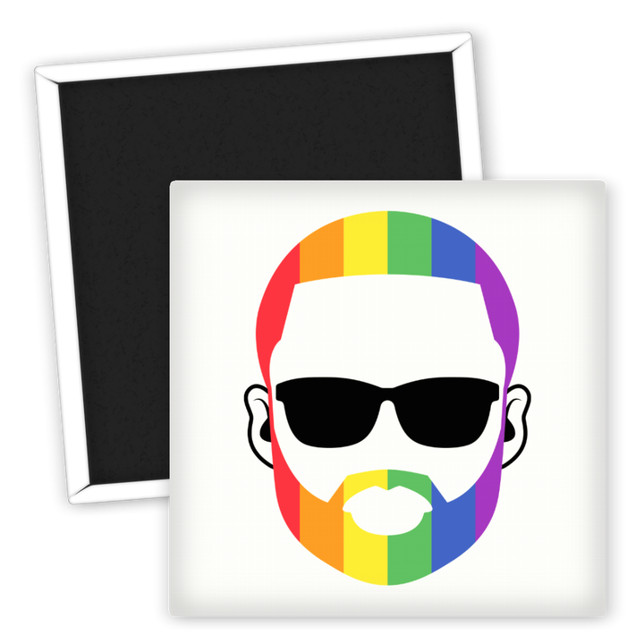 Zum Produkt Kühlschrankmagnet LGBTQ Regenbogen Bart und Sonnenbrille