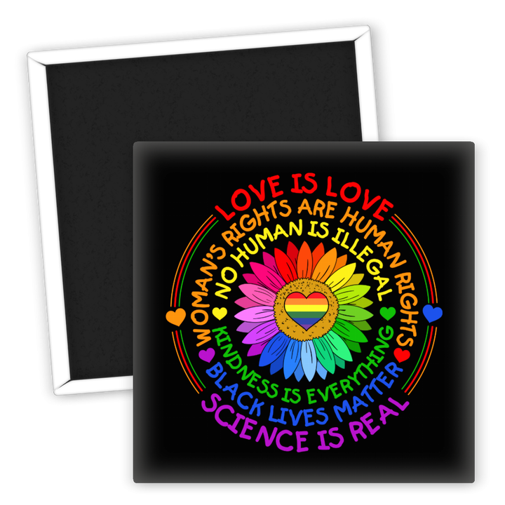 Zum Produkt Bunter LGBTQ Kühlschrankmagnet mit Liebe und Gleichheit Motiv