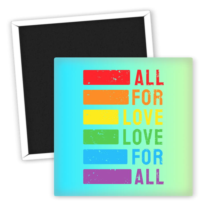 Zum Produkt Kühlschrankmagnet LGBTQ All for Love Rainbow Design