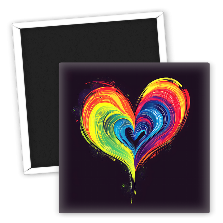 Zum Produkt Kühlschrankmagnet Regenbogen Herz Motiv LGBTQ+ Kunst