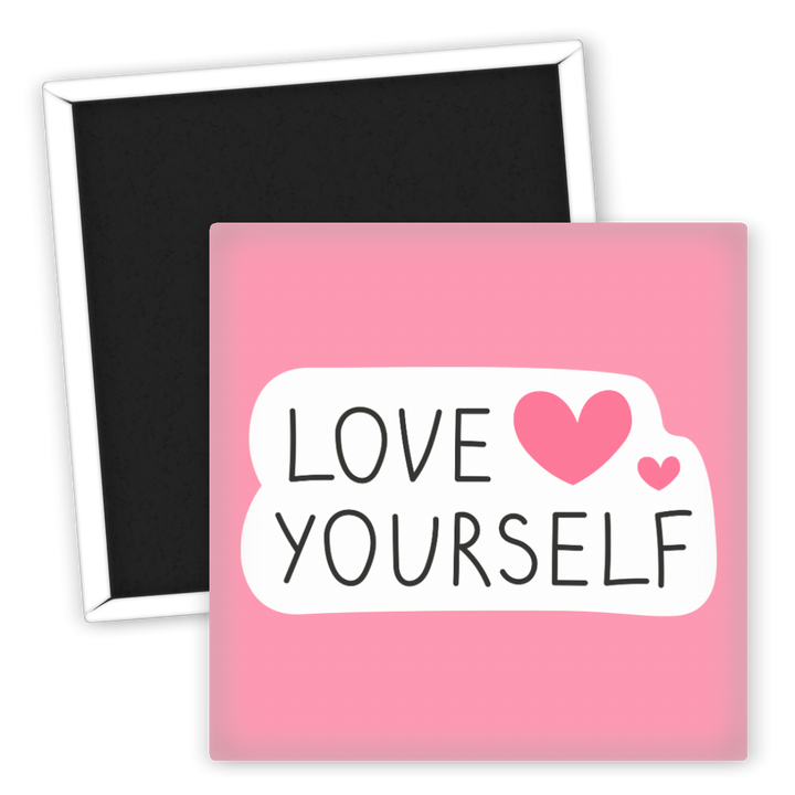 Zum Produkt Kühlschrankmagnet Love Yourself Motivationsspruch pink 60mm