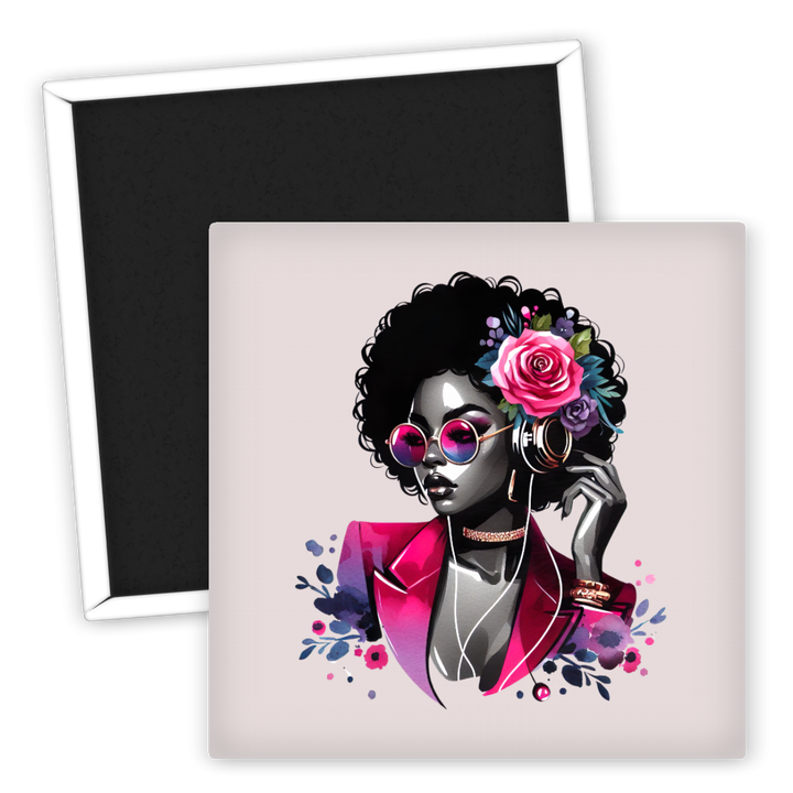 Zum Produkt Kreativer Kühlschrankmagnet Musikmotiv mit Afro-Junge und Blumen