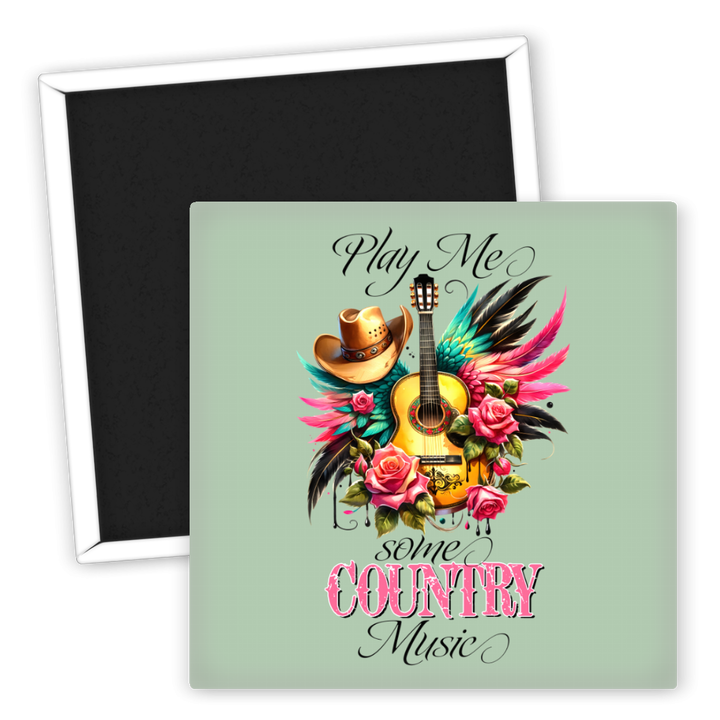 Zum Produkt Kühlschrankmagnet Country Musik Gitarre mit Rosen und Hut