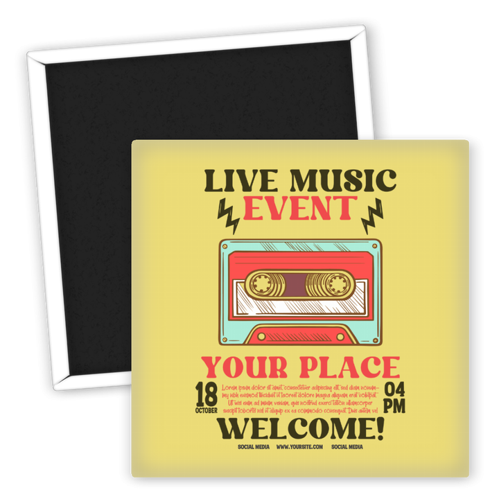 Zum Produkt Kühlschrankmagnet Live Music Event Retro Kassette Decor