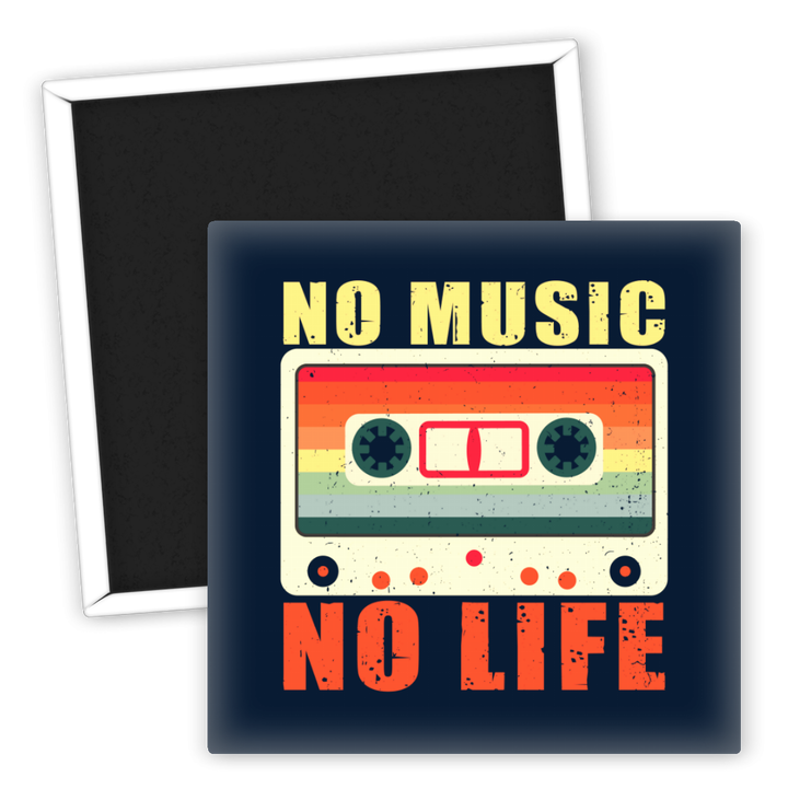 Zum Produkt Kühlschrankmagnet No Music No Life Retro Kassetten Design