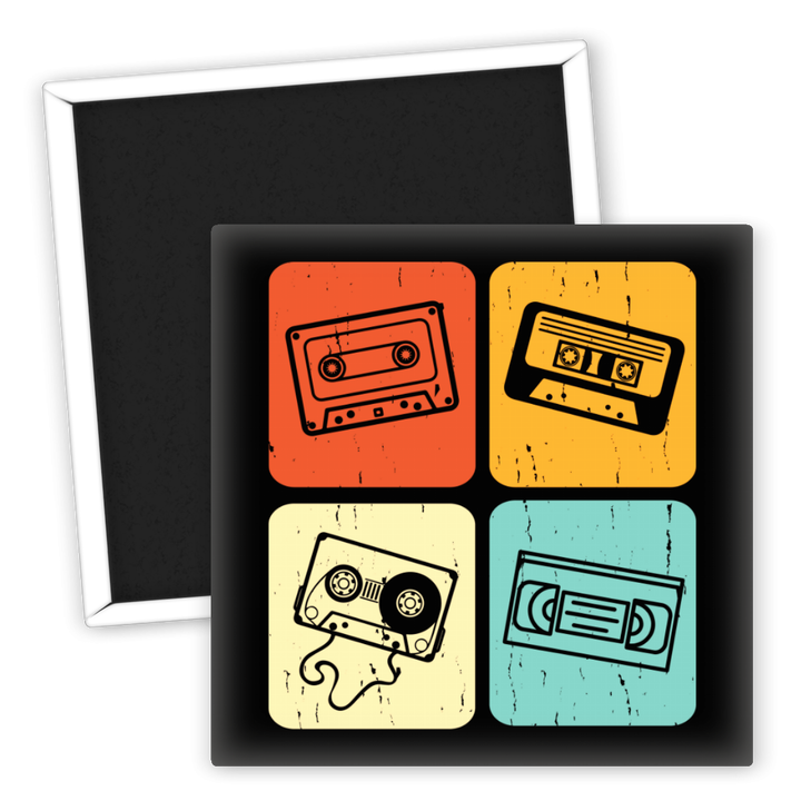 Zum Produkt Retro Musik Kühlschrankmagnet Kassetten und VHS Design