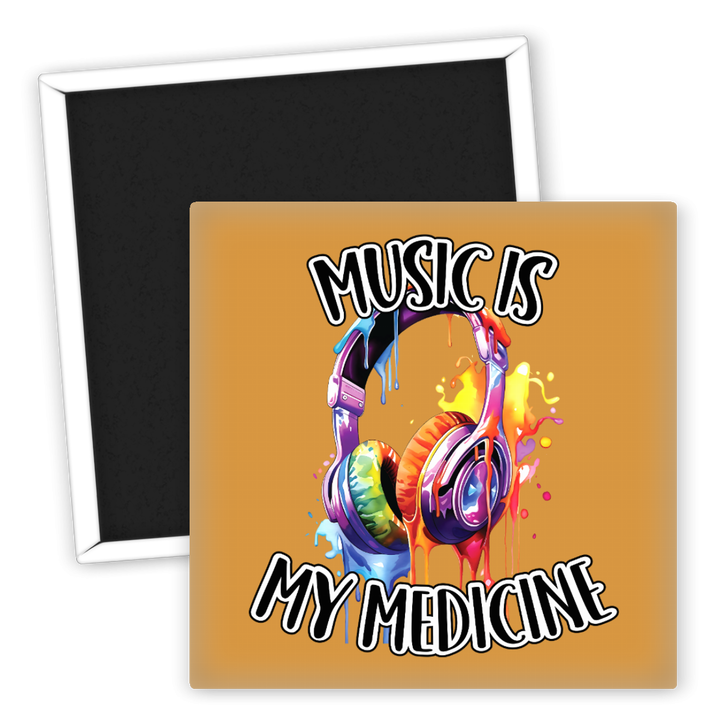 Zum Produkt Kühlschrankmagnet Musik ist meine Medizin bunte Kopfhörer