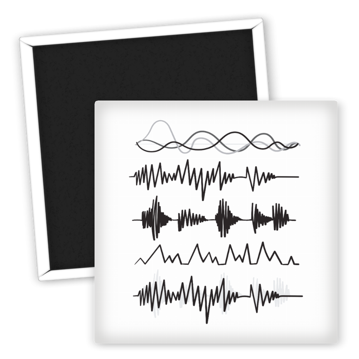 Zum Produkt Kühlschrankmagnet Musikmotiv Schallwellen schwarz weiß