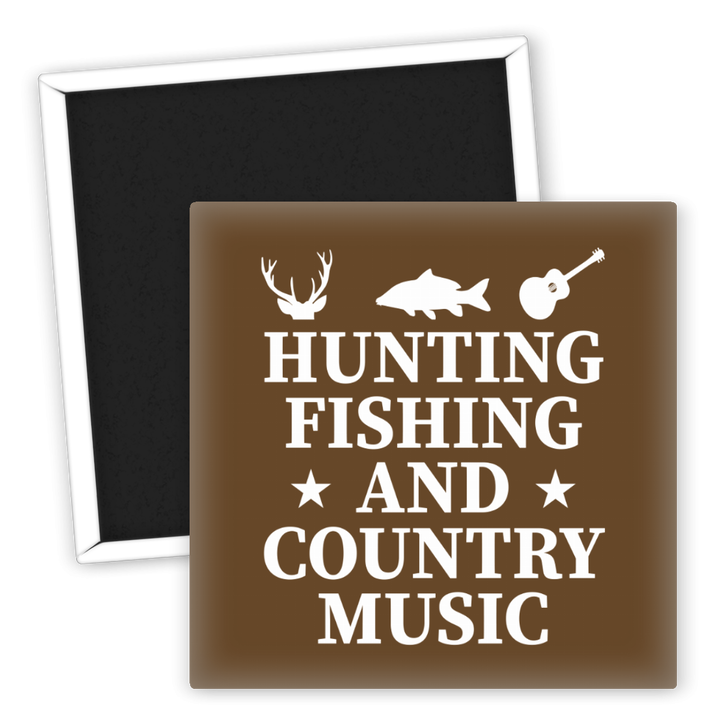 Zum Produkt Kühlschrankmagnet Hunting Fishing Country Music Design