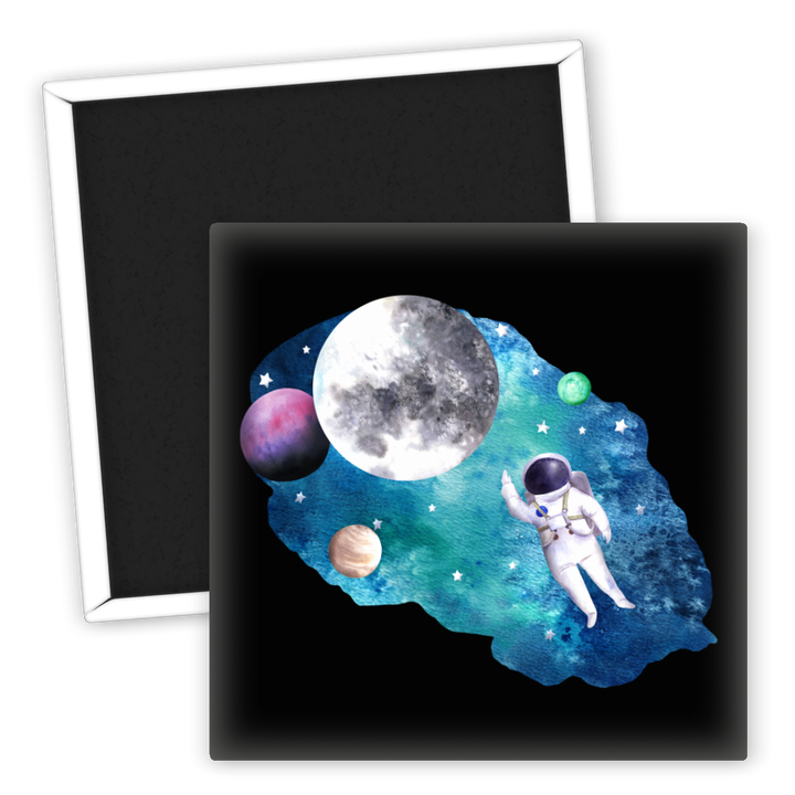 Zum Produkt Kühlschrankmagnet Astronaut im Weltraum mit Planetenmotiv