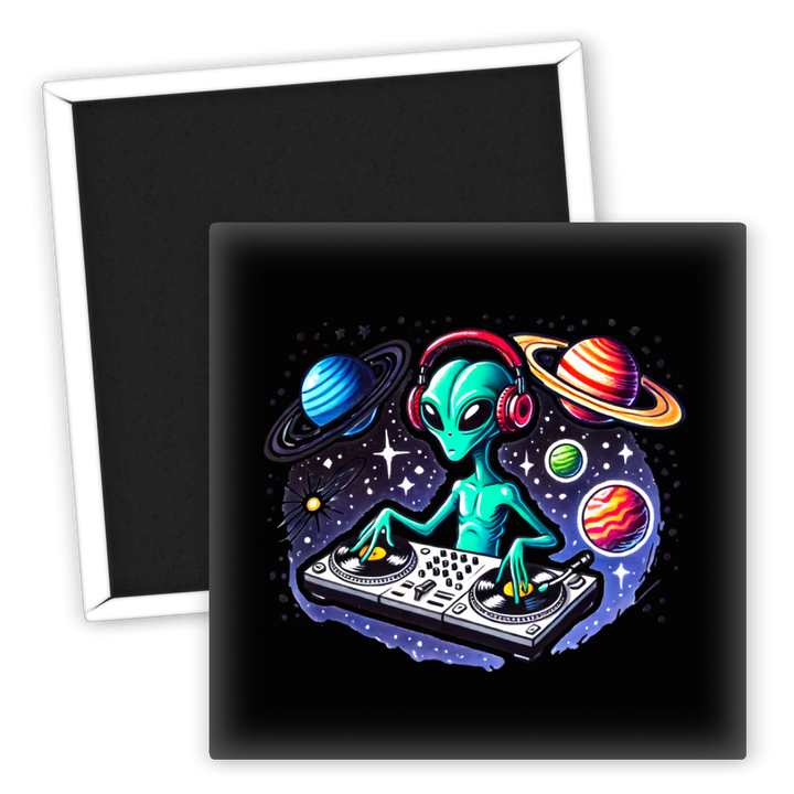 Zum Produkt Kühlschrankmagnet Alien DJ mit Planeten und Weltraumdesign