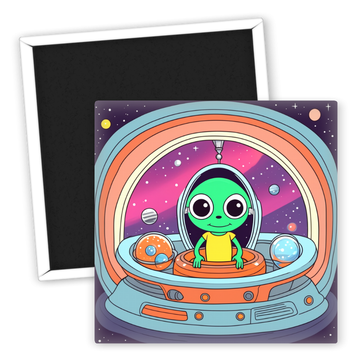 Zum Produkt Kühlschrankmagnet Alien Raumschiff Weltall Kunstwerk 50mm