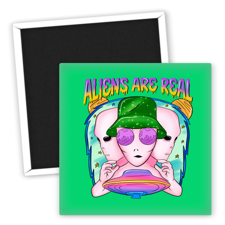 Zum Produkt Kühlschrankmagnet Aliens Are Real Space Design bunt 50mm