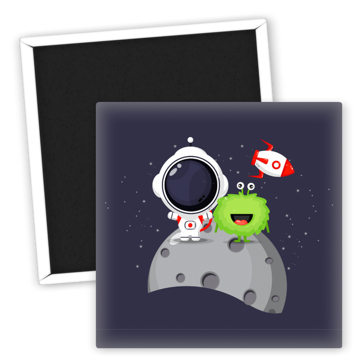 Zum Produkt Kühlschrankmagnet Weltraum Astronaut und Monster auf Mond