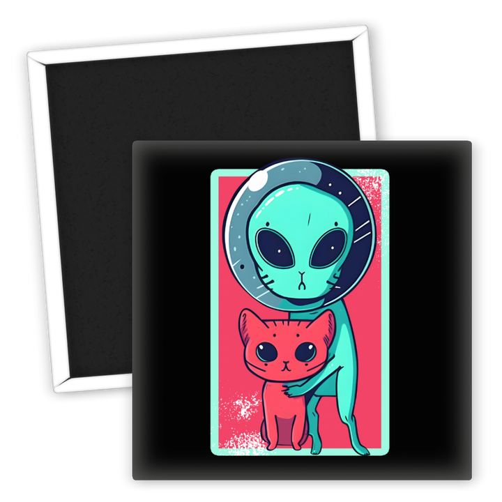 Zum Produkt Kühlschrankmagnet Alien und Katze im Weltraum Design