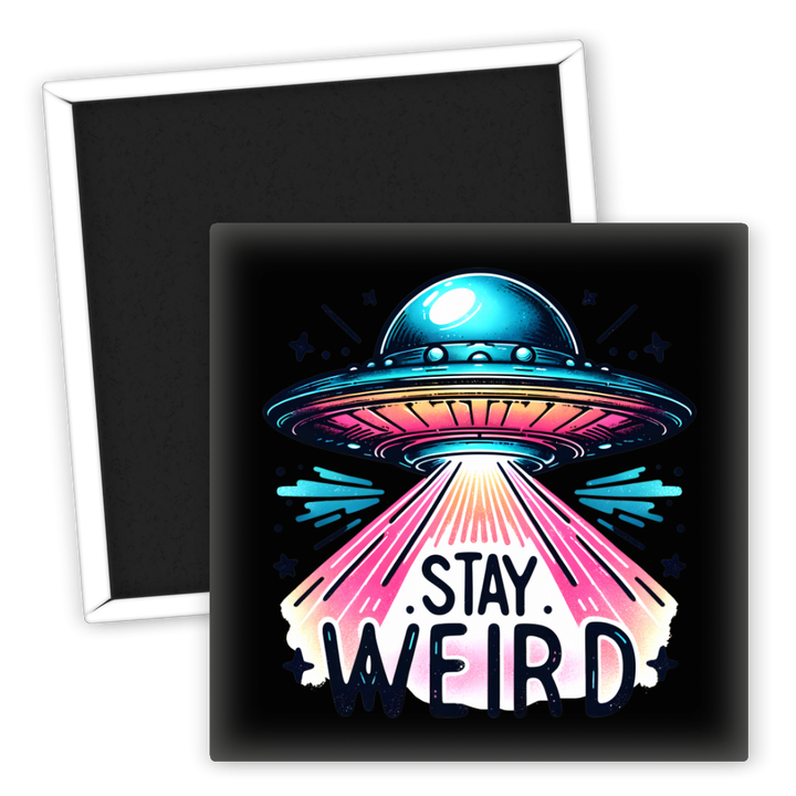 Zum Produkt Kühlschrankmagnet Stay Weird Raumfahrt UFO Design