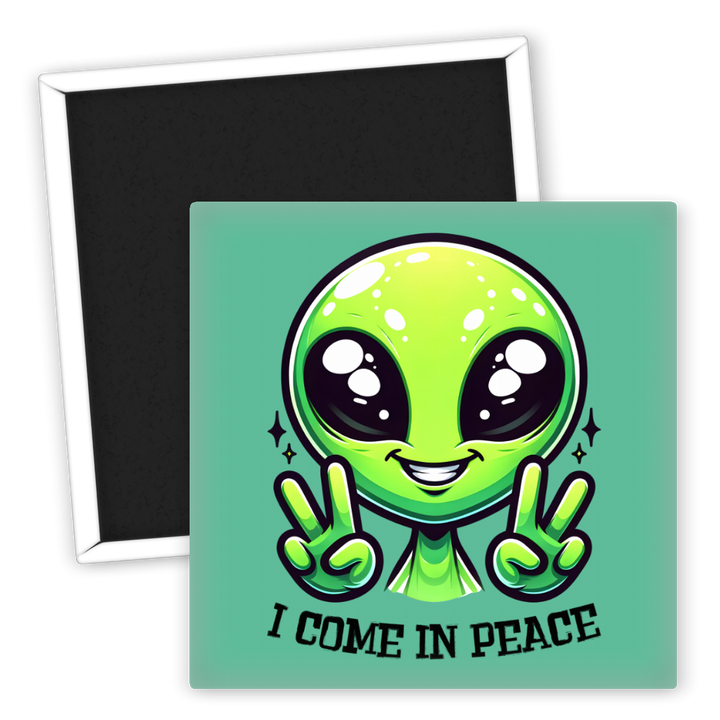 Zum Produkt Kühlschrankmagnet Alien I Come In Peace grün Space Motive