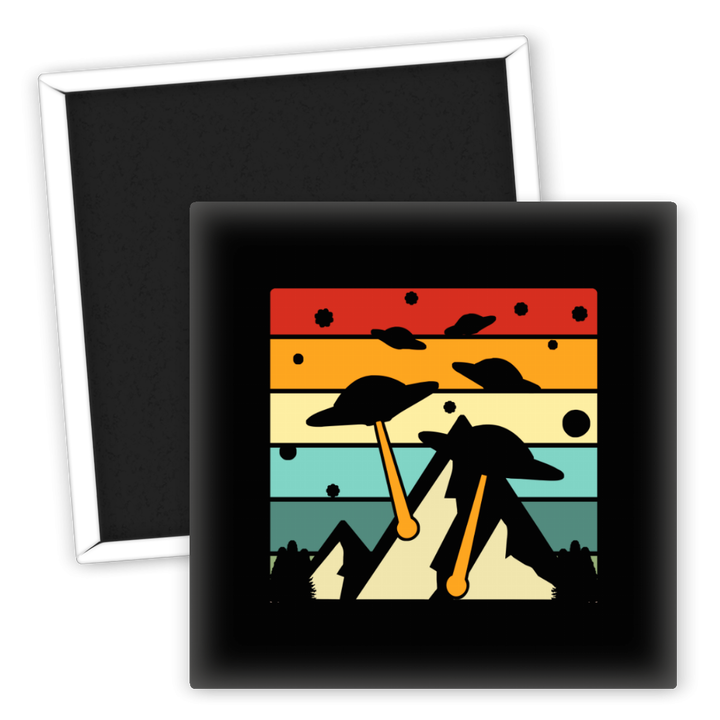 Zum Produkt Kühlschrankmagnet Space Motiv Ufo Berge Retro Design