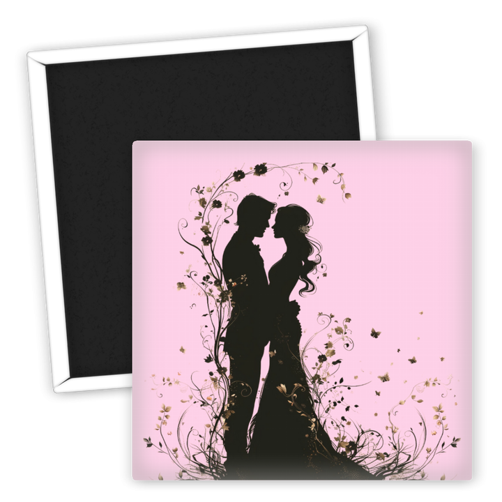 Zum Produkt Hochzeits Kühlschrankmagnet Silhouetten mit floralen Motiven