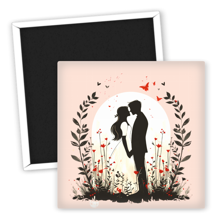 Zum Produkt Kühlschrankmagnet Hochzeit Kussmotiv romantisch vintage floral