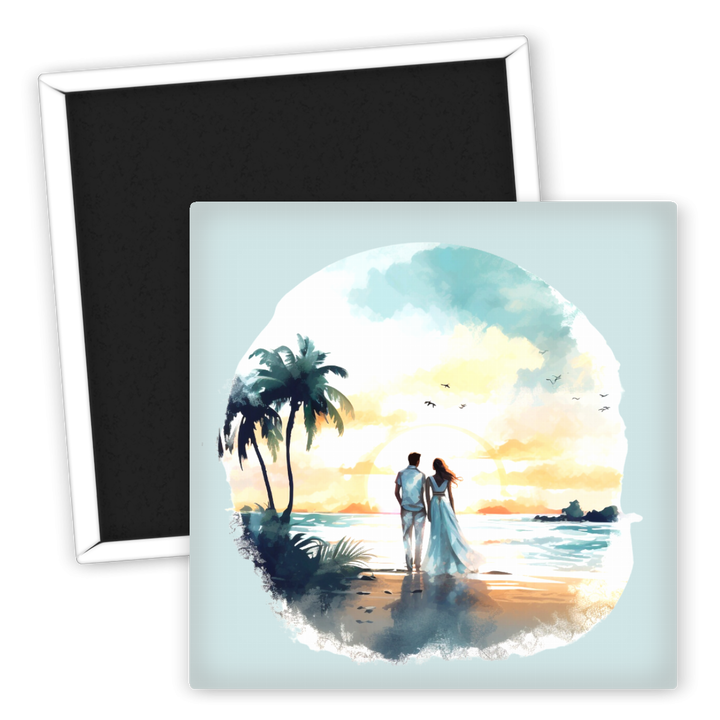 Zum Produkt Kühlschrankmagnet Hochzeit Strand Sonnenuntergang Paar Liebe