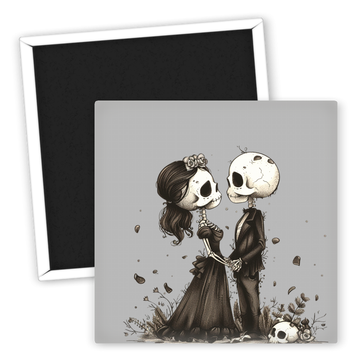 Zum Produkt Kühlschrankmagnet Hochzeit Totenkopf Brautpaar Vintage Stil
