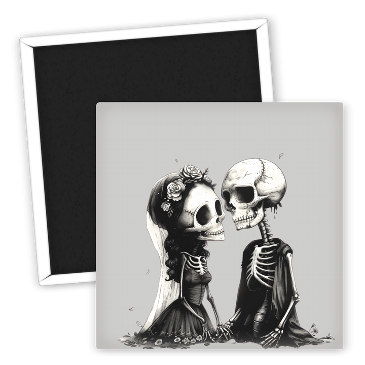 Zum Produkt Kühlschrankmagnet Hochzeit Totenköpfe Brautpaar Geschenkidee