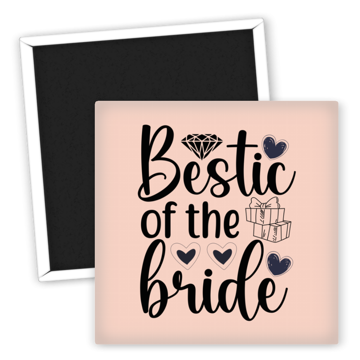 Zum Produkt Kühlschrankmagnet Hochzeit Best of the Bride mit Herzen Geschenk