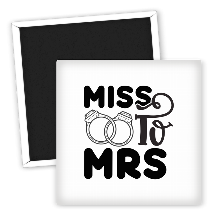 Zum Produkt Kühlschrankmagnet Miss To Mrs mit Eheringen für Hochzeiten