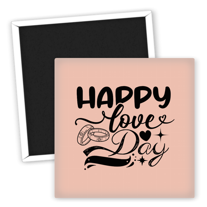 Zum Produkt Kühlschrankmagnet Hochzeit Happy Love Day mit Ringen Motiv