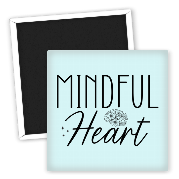 Zum Produkt Kühlschrankmagnet Mindful Heart Spruch mit Blumenmotiv