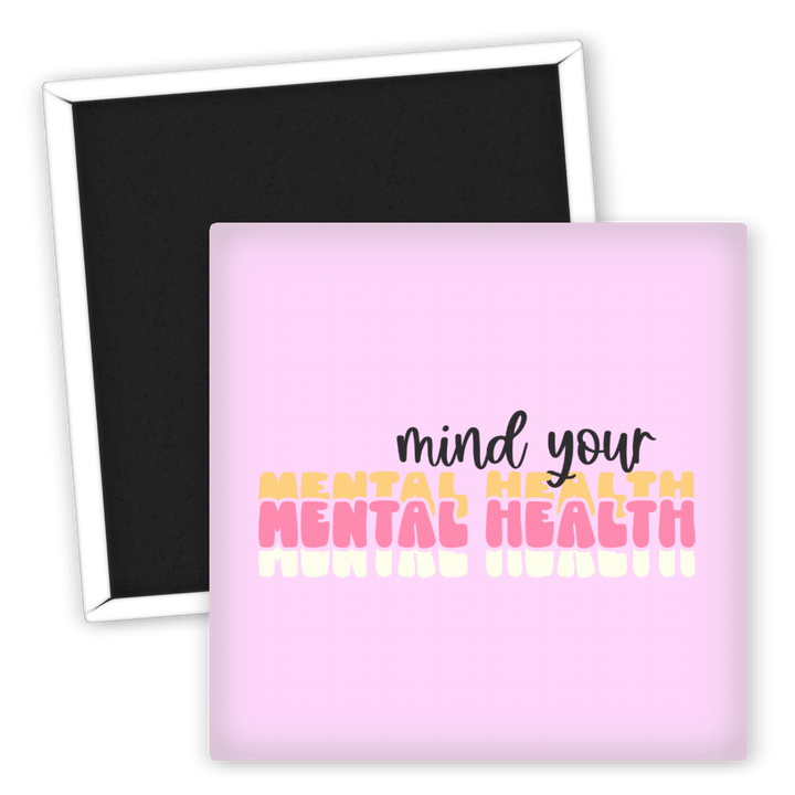 Zum Produkt Kühlschrankmagnet Mind Your Mental Health Spruch rosa Design