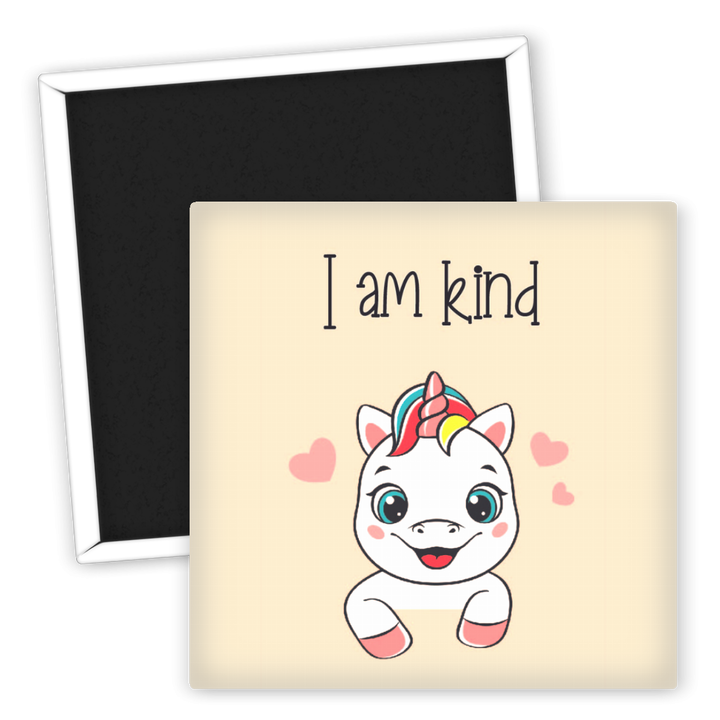 Zum Produkt Kühlschrankmagnet Einhorn Spruch I am kind für gute Laune
