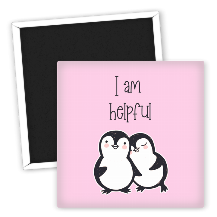 Zum Produkt Kühlschrankmagnet Spruch Ich bin hilfreich mit Pinguinen