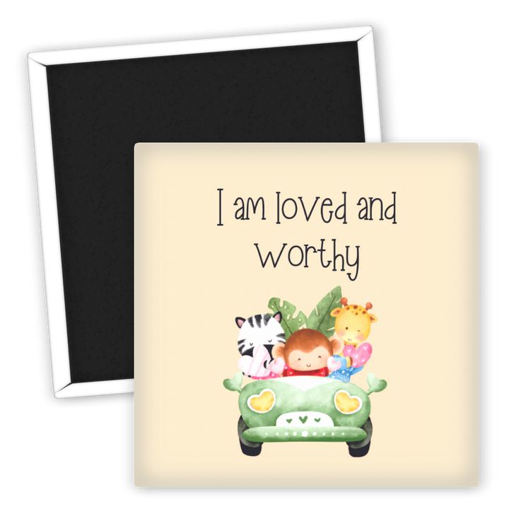 Zum Produkt Kühlschrankmagnet Spruch I am loved and worthy Tiermotiv
