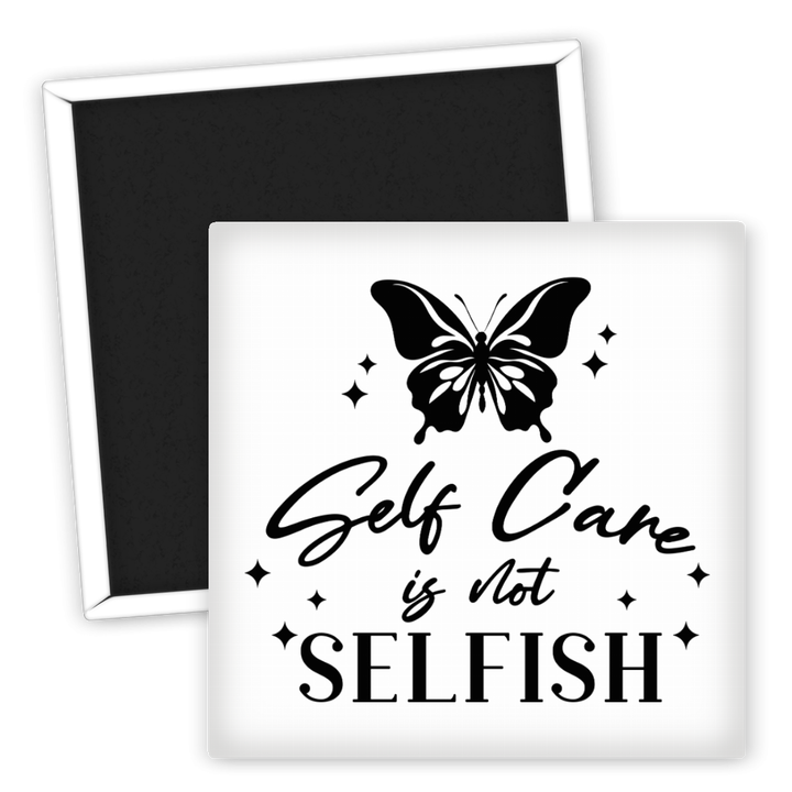 Zum Produkt Kühlschrankmagnet Selbstfürsorge Spruch mit Schmetterling Design