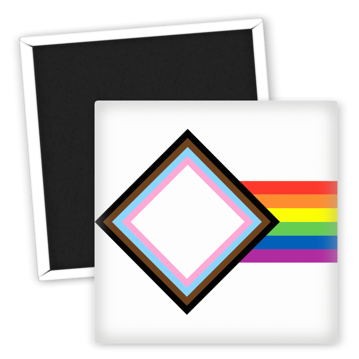 Zum Produkt LGBTQ Kühlschrankmagnet Progress Pride Flagge farbenfrohes Design