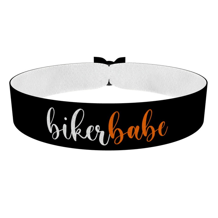 Zum Produkt Bikerbabe schwarz/orange Stoffarmband
