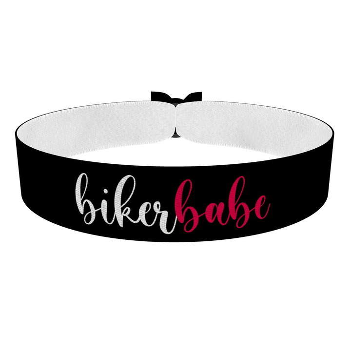 Zum Produkt Bikerbabe schwarz/pink Stoffarmband