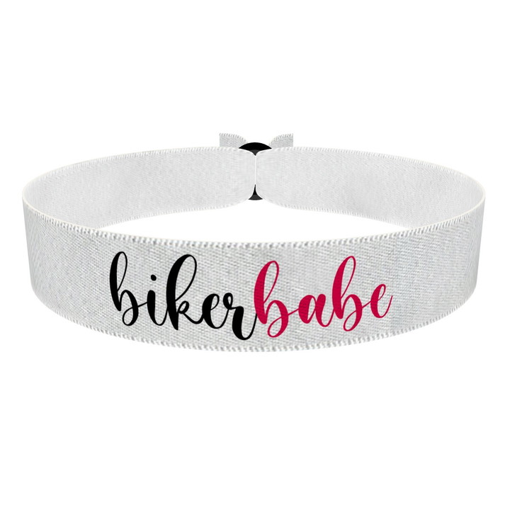 Zum Produkt Bikerbabe weiß/pink Stoffarmband